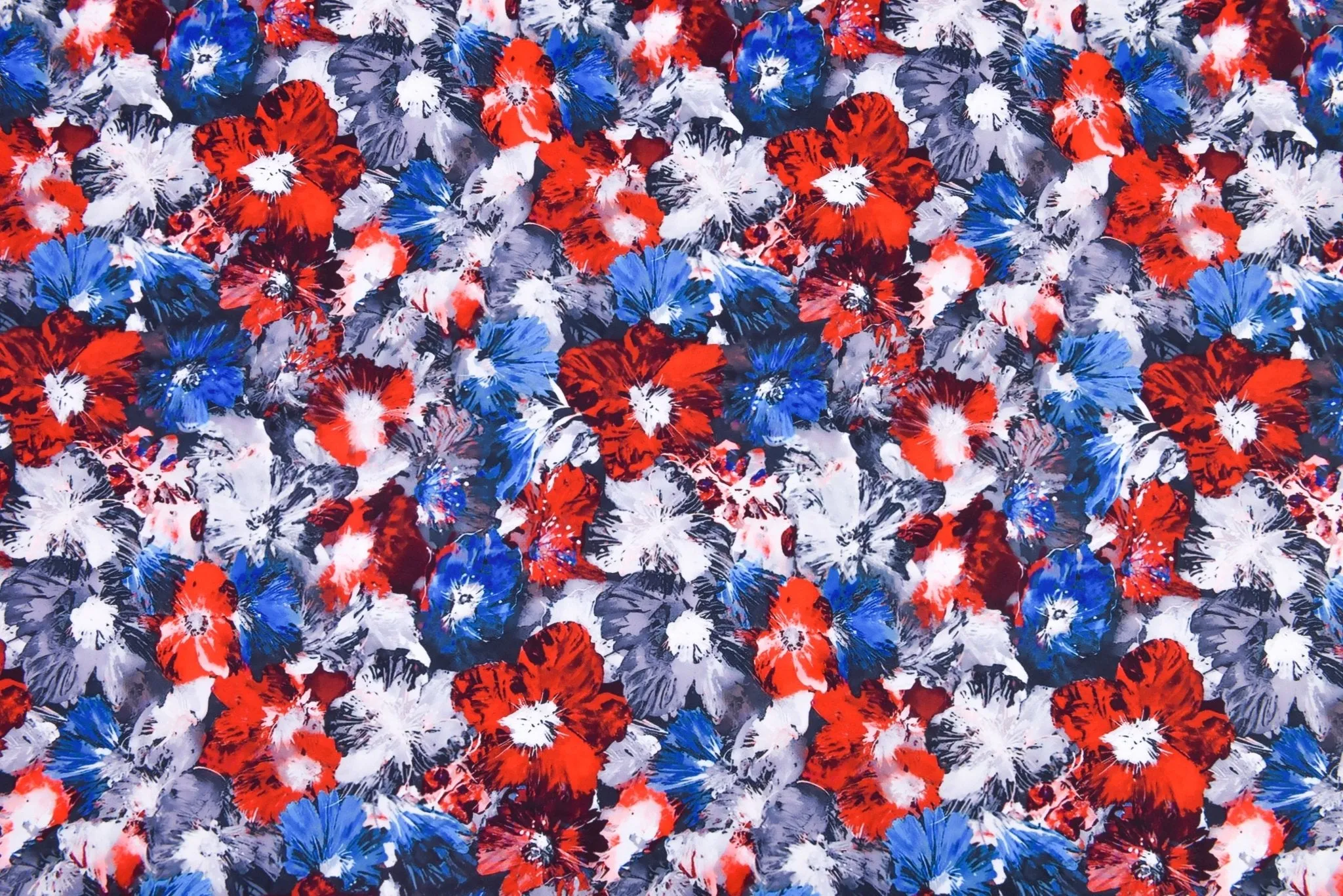 Premium Stretch Silky Satin Digital Print Fabric- Floral Graffiti-14/1