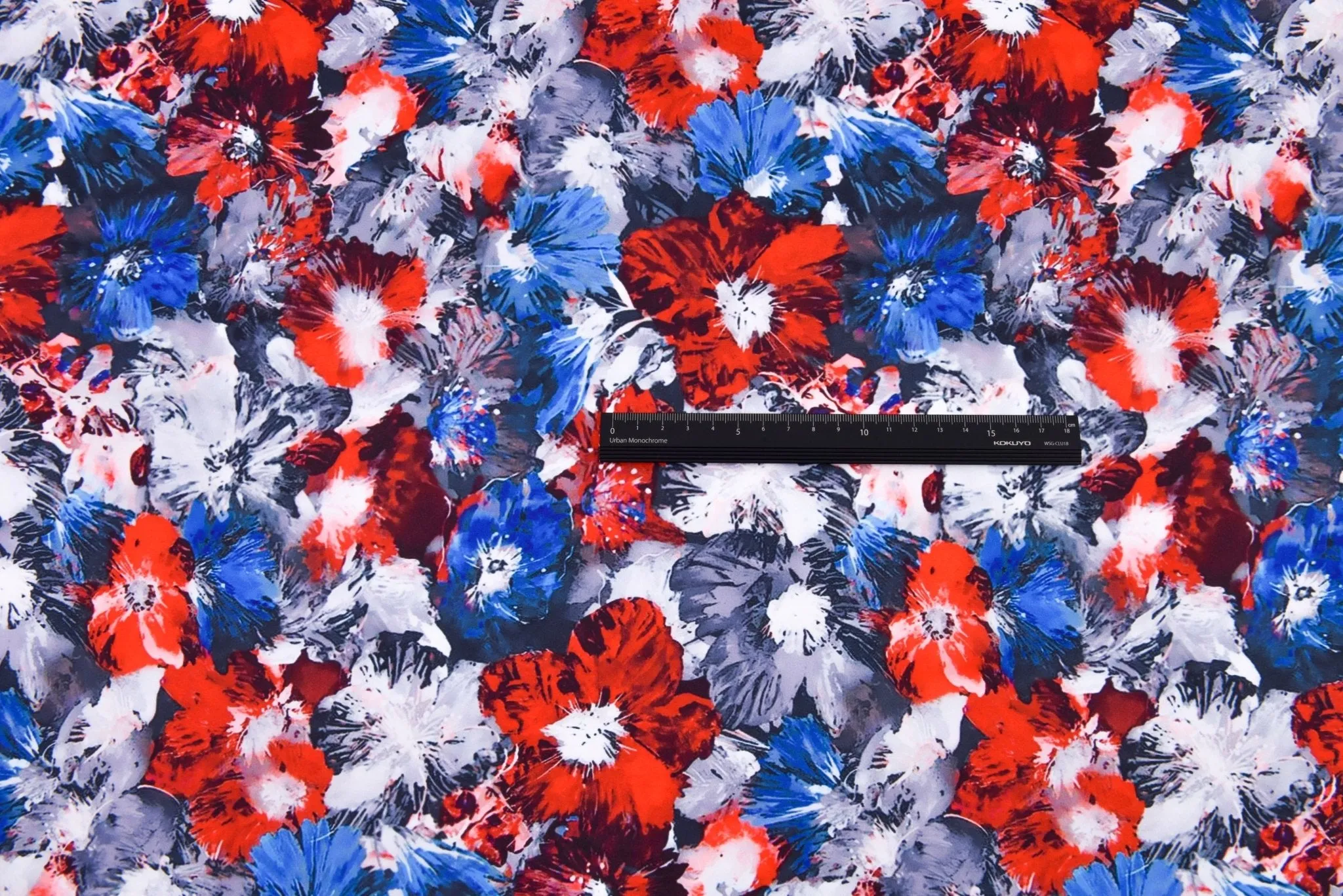 Premium Stretch Silky Satin Digital Print Fabric- Floral Graffiti-14/1