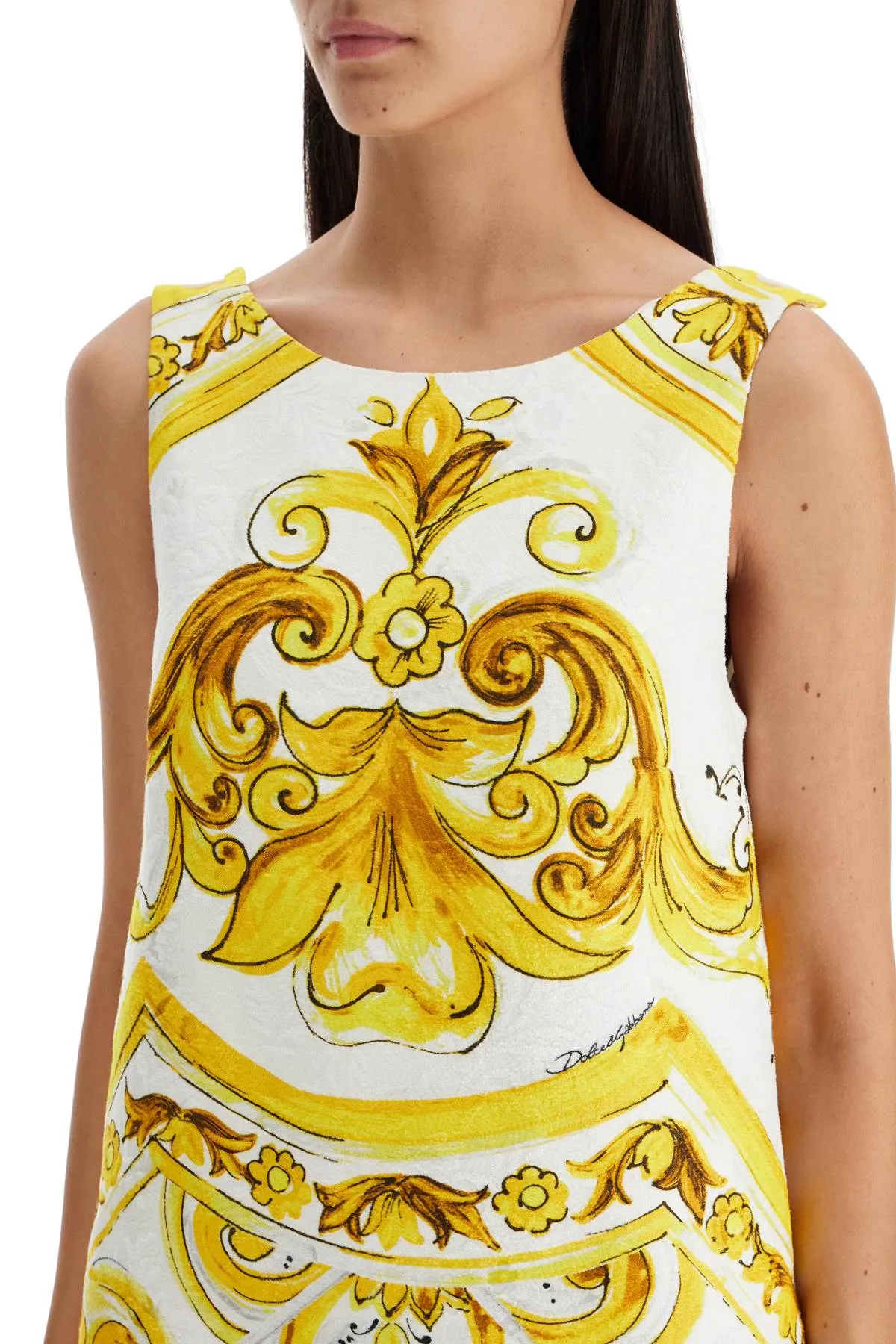 "mini brocade dress with mai F6JHPT FPTAZ MIX MAIOLICA GIALLO