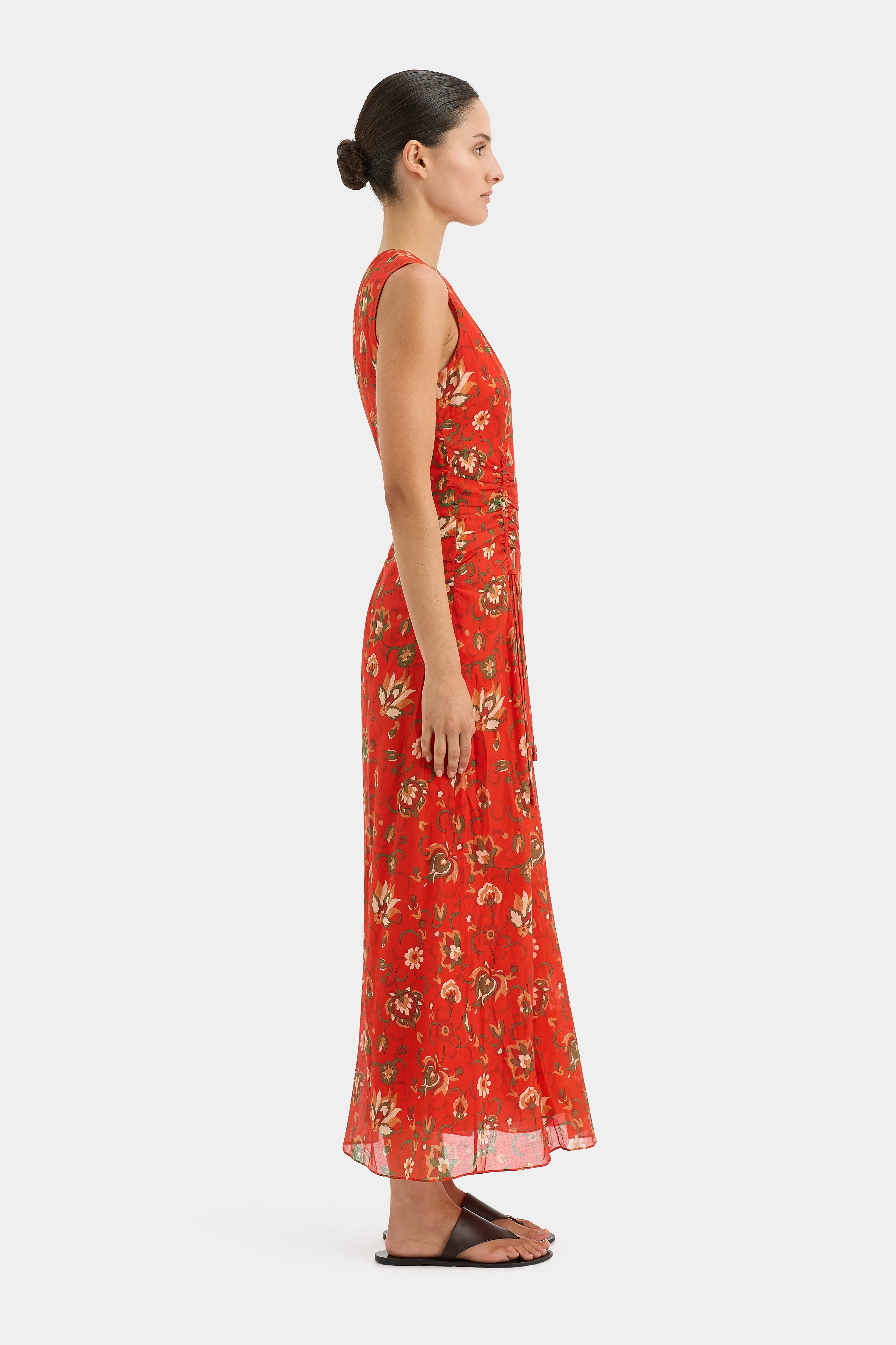 Reyes Ruched Midi Dress