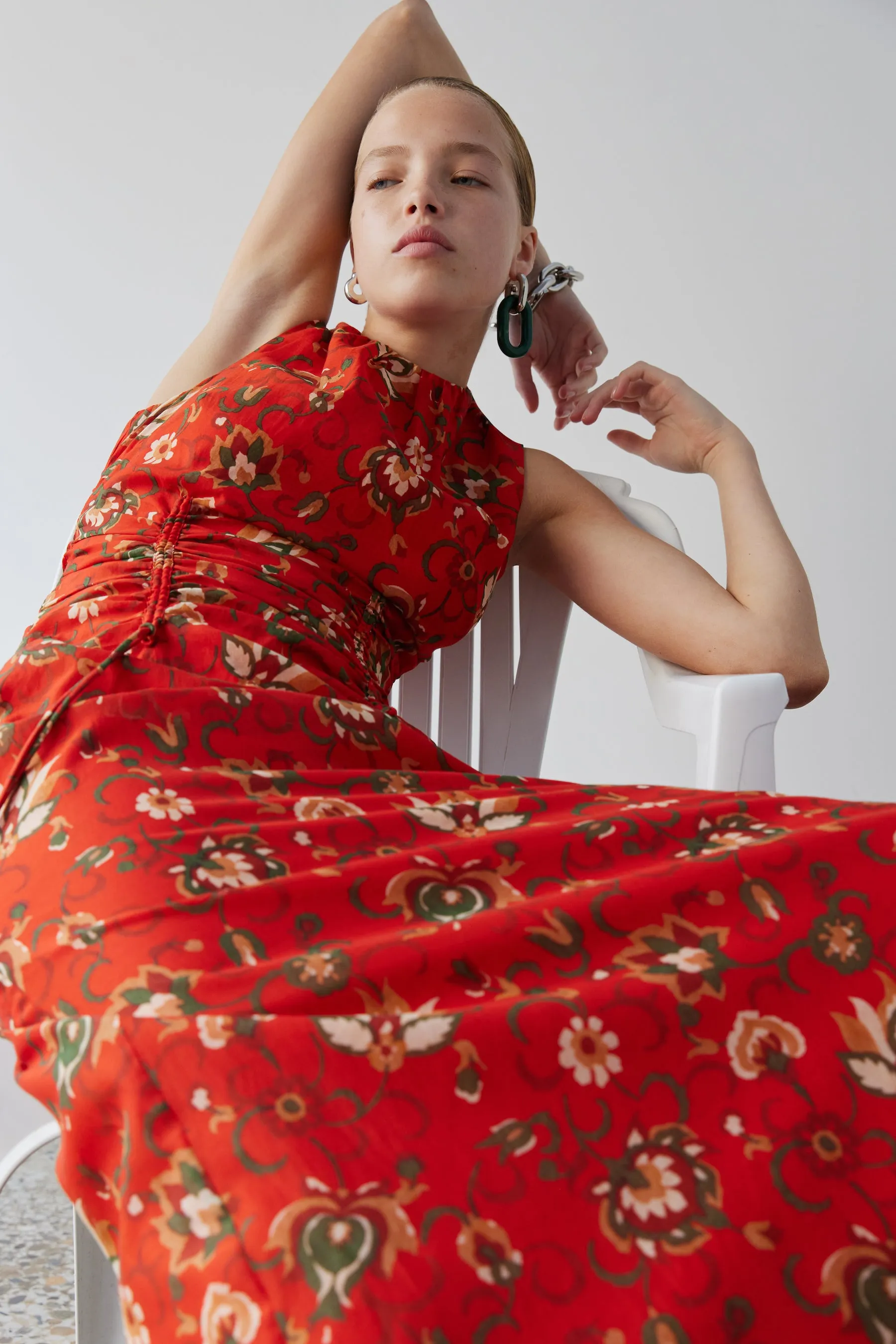 Reyes Ruched Midi Dress