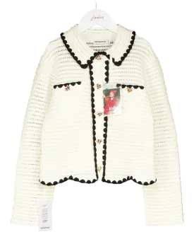 Self-Portrait Cream Crochet Cardigan with Gold Heart Buttons 10-12 Years