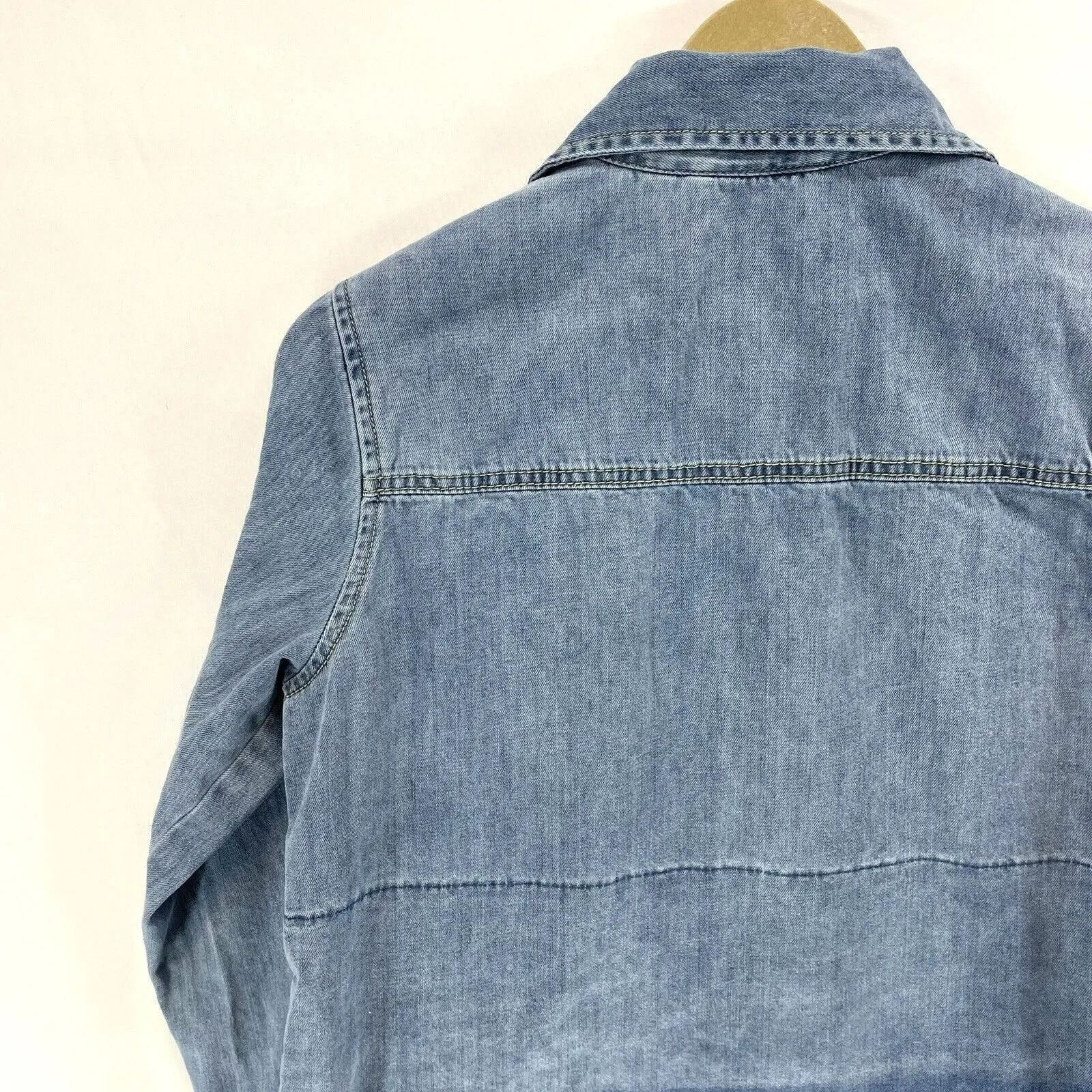 Soft Surroundings Women's Denim Button Up Shirt Light Jacket Dip Blue Size XS