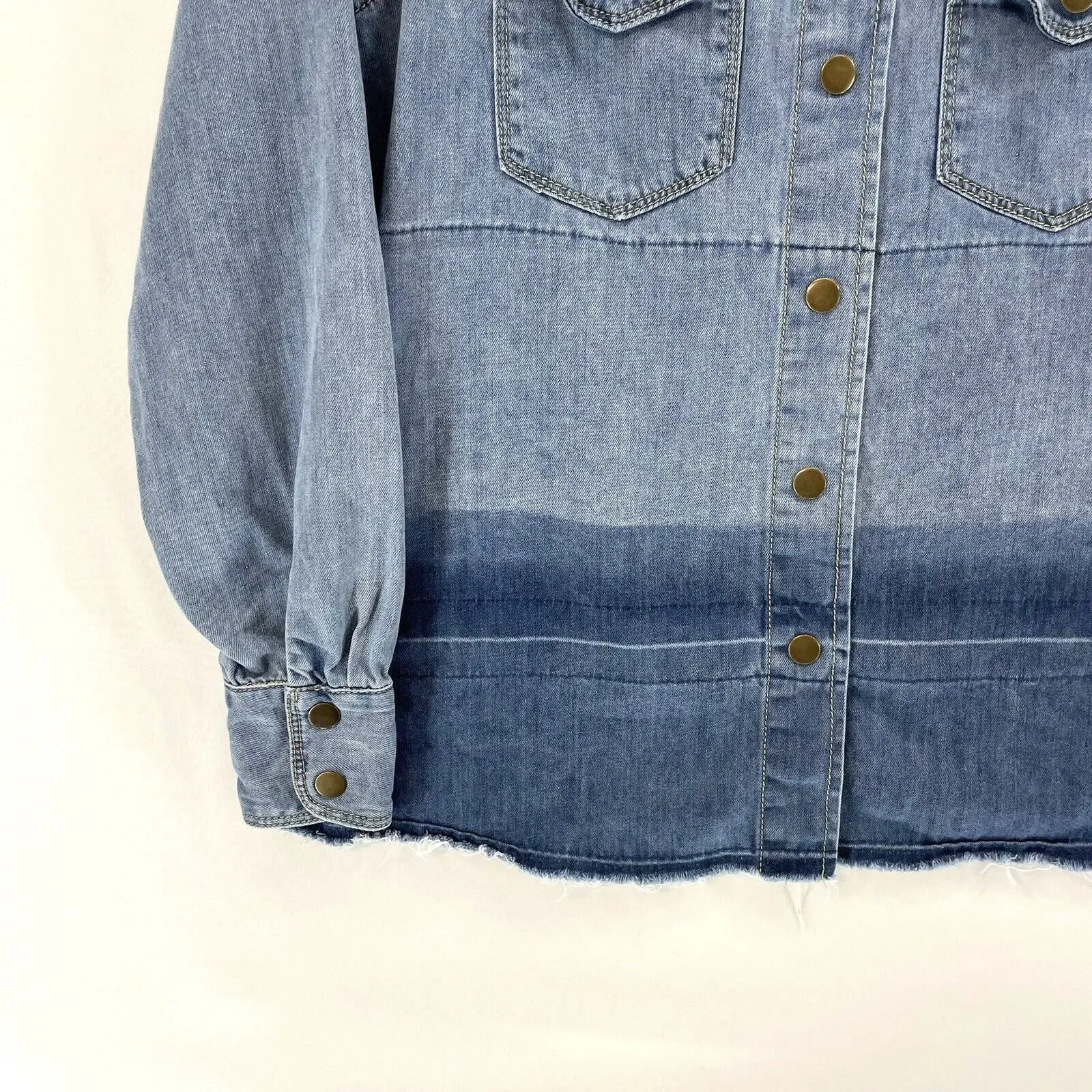 Soft Surroundings Women's Denim Button Up Shirt Light Jacket Dip Blue Size XS