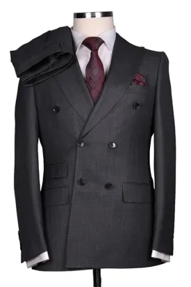Suzhoufashion Abel Navy Blue Double Breasted Close Fitting Formal Men Suits