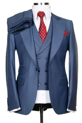 Suzhoufashion Adolph Dark Brown Peaked Lapel Double Breasted Business Men Suits