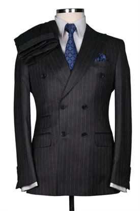 Suzhoufashion Brookes Dark Blue Peaked Lapel Men Suits For Business