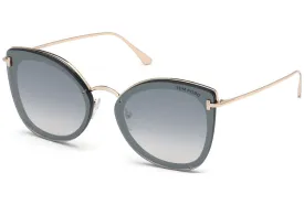 Tom Ford Women Shiny Black / Smoke Mirror Sunglasses