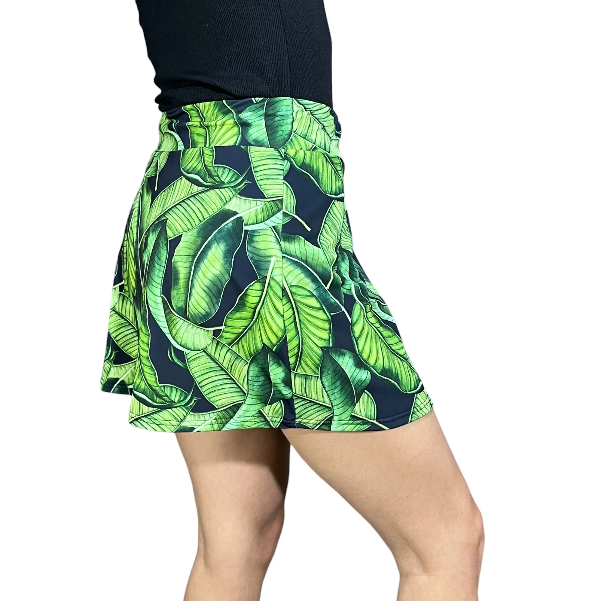 Tropical Leaves Print Athletic Slim Golf Skort