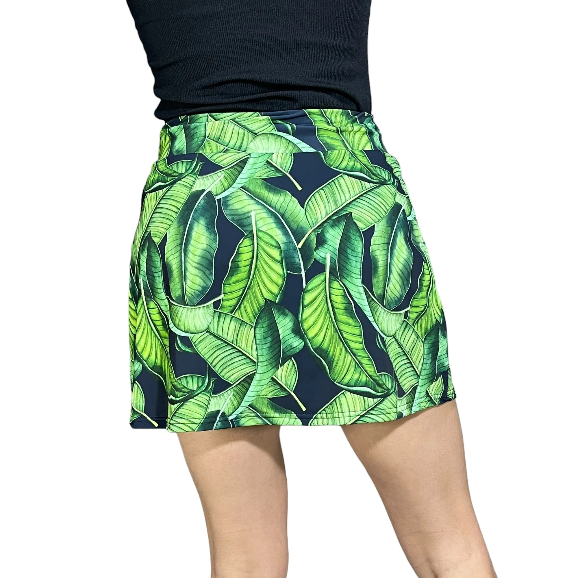 Tropical Leaves Print Athletic Slim Golf Skort