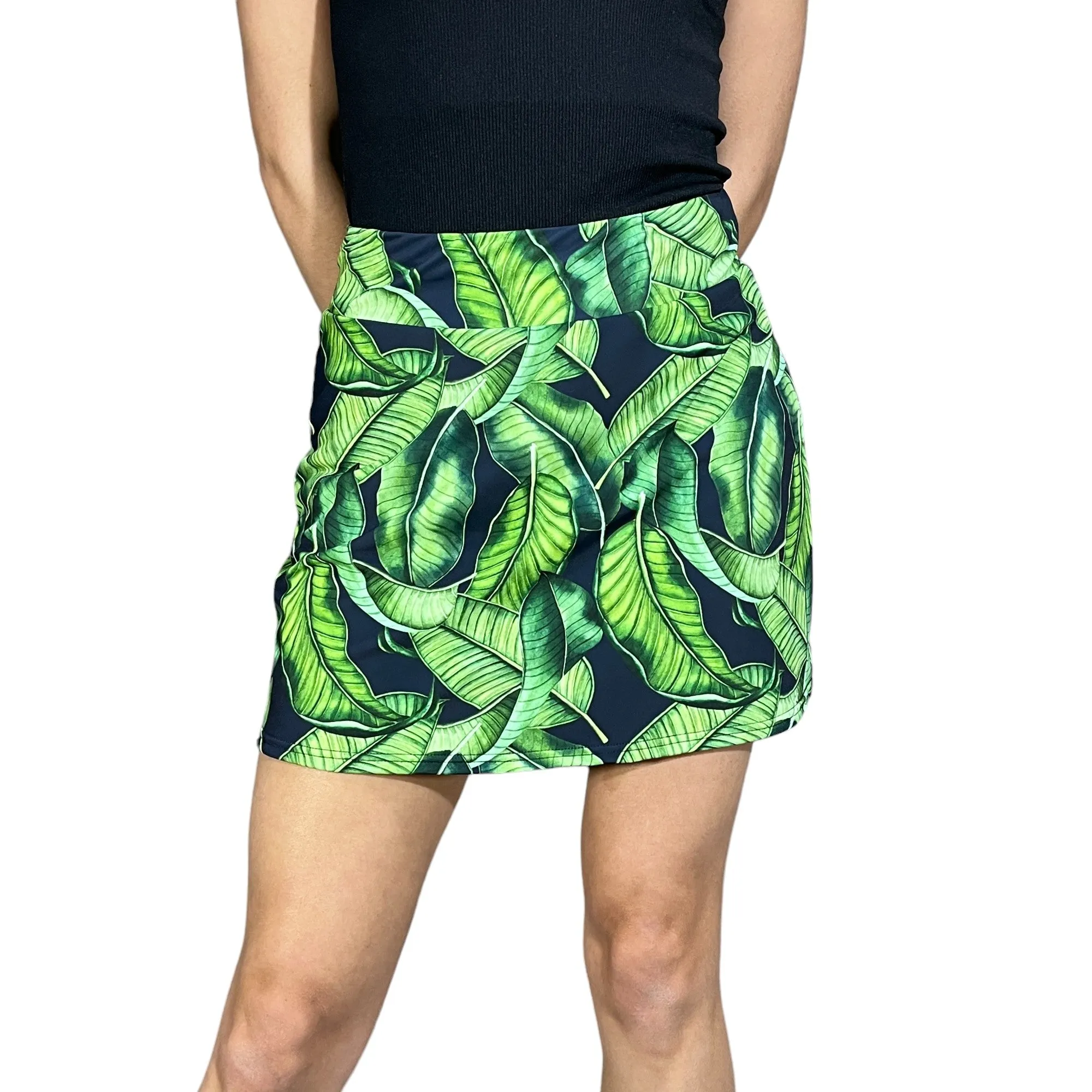 Tropical Leaves Print Athletic Slim Golf Skort