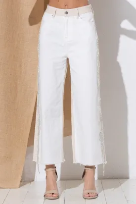 Twill Colorblock Straight Pants by Blue B