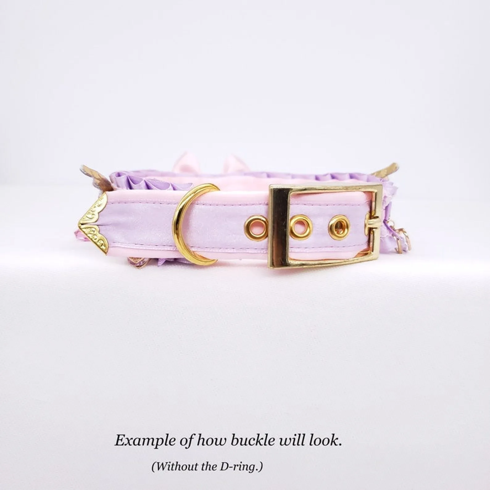 White, Pink Velvet, and Gold Bunny-Themed Pet Play Collar
