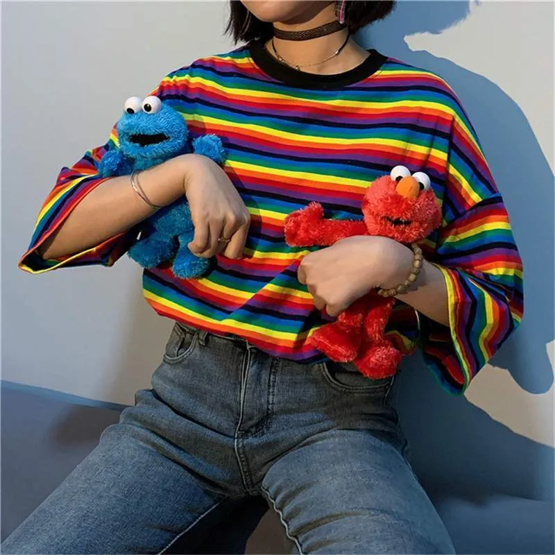 Womens Rainbow Striped Shirt