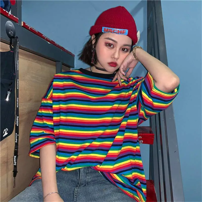 Womens Rainbow Striped Shirt